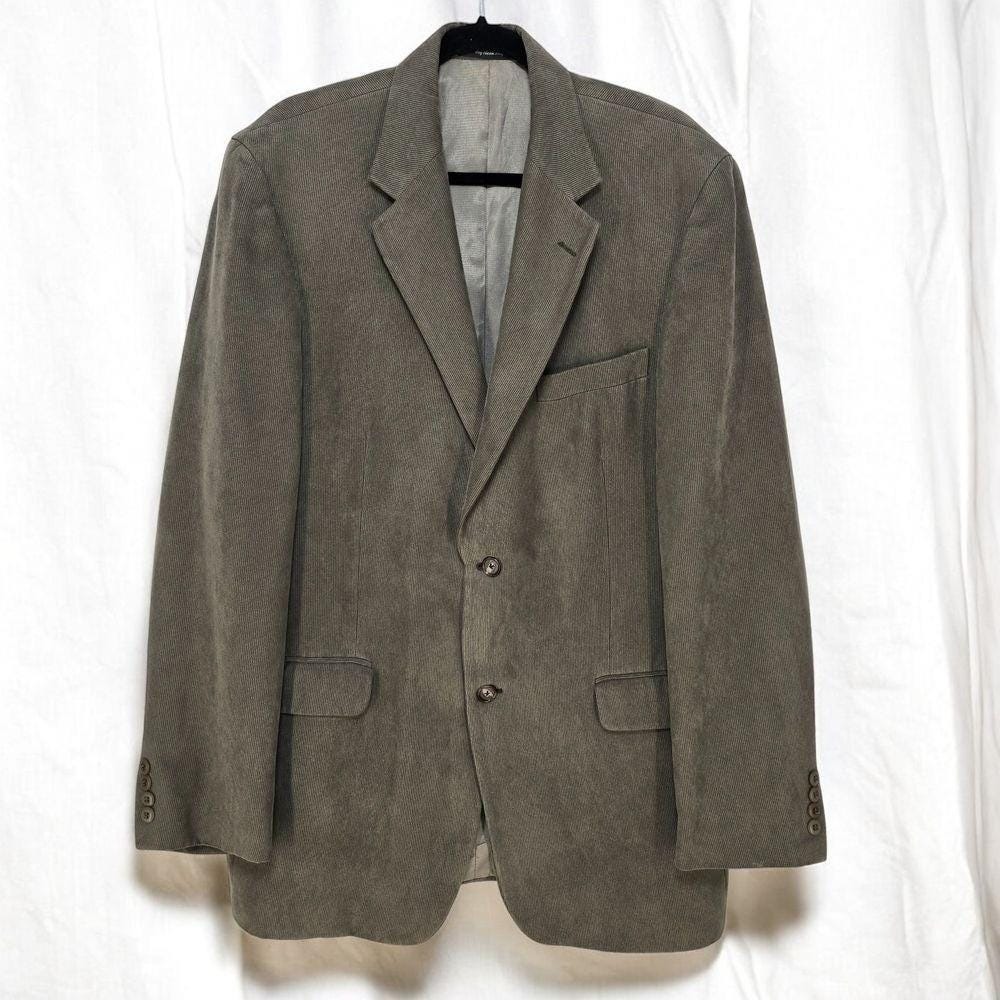 Weatherproof Garment Company Mens Corduroy Blazer Sport Coat Olive Green Gray 2B
